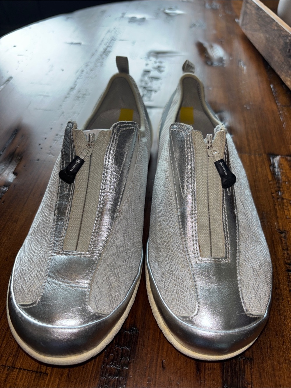 Merrell Silver Metallic Slip-On Zip Sneakers